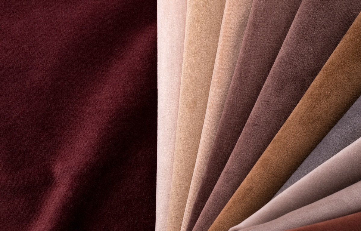 light set sail champagne and brown colors velour textile samples.