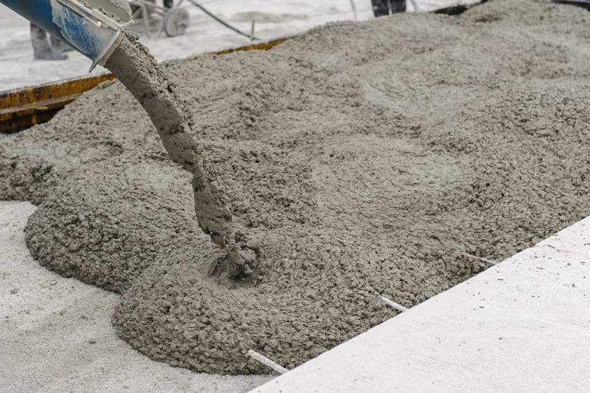 36581532 mixed concrete pouring at construction site